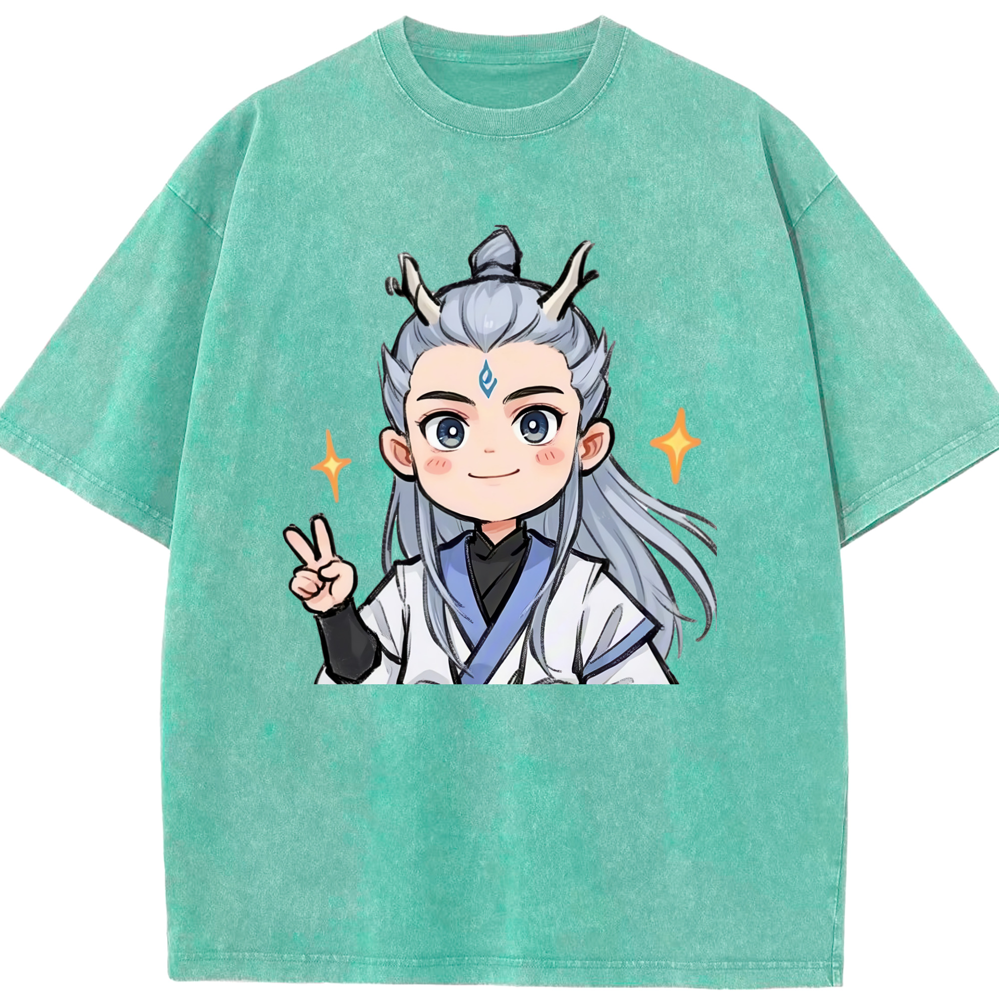 （画像用） Ne Zha 2 ナタ 魔童の大暴れ 綿100% ヴィンテージ風 半袖Tシャツ（フロントプリント）